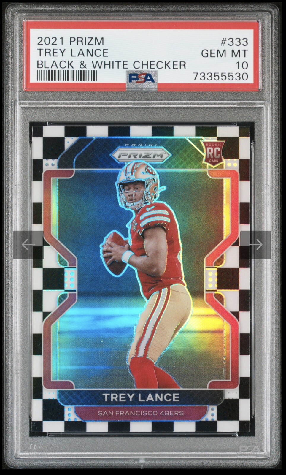 2021 Panini Prizm Trey Lance #333 Black & White Checker PSA 10