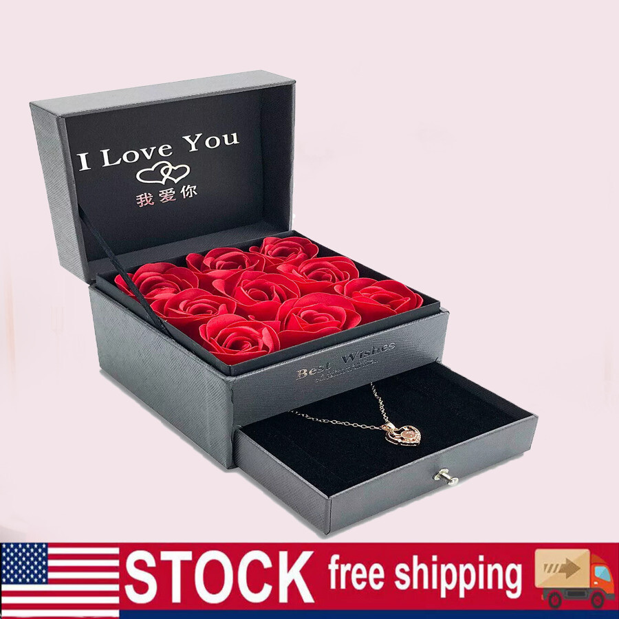 Romantic Preserved Real Rose Necklace Jewelry Gift for Her I Love You  -image