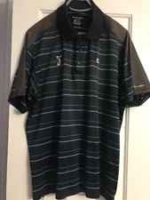 Champion Double Dry Disney Mickey Mouse Navy Striped Golf Polo Shirt Men's, L