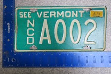 Vermont New Car Dealer License Plate Tag  1973 73 NCD #A002 Second Plate Issued
