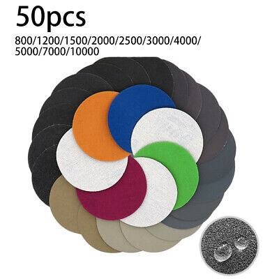 50pcs Hook&Loop 3 Inch 800 1000 1500 2000 3000 Grit Sand Paper Sanding Discs 
