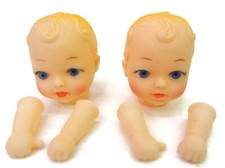 2-pc Vtg 2-3/4" Baby Doll Head With Thumbsucker Hands Collectible New Old Stock