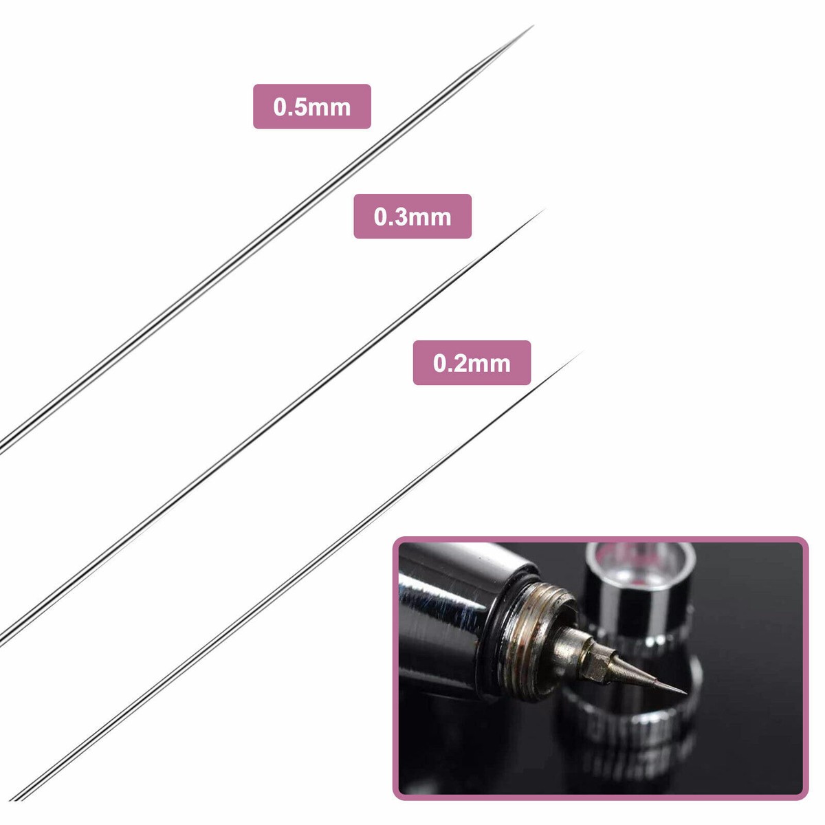 Walfront Airbrush Nozzle & Needle Set - 0.2mm, 0.3mm, 0.5mm Sizes, Replacement Parts For Spray Guns - View #10