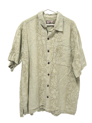 VINTAGE Caribbean Joe Mens Floral Button Down Shirt PINK TAN