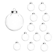 12 Pcs DIY Clear Plastic Fillable Balls Ornament,Removable Top Clear Hanging ...