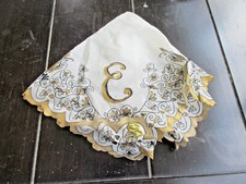 TRUE Vintage CAROL STANLEY Handkerchief  INITIAL GOLD BORDER NEW OLD STOCK 34 