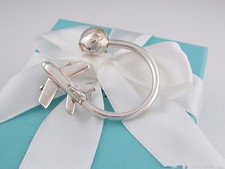 Tiffany  Co Silver Rare Plane Globe Key Ring Keychain