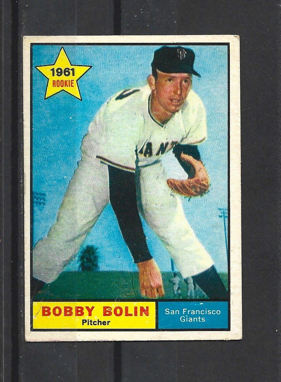 1961 Topps Bobby Bolin # 449-Semi High #-Rookie- San Francisco Giants-EX