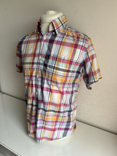 Barbour Plaid Check Button Down Short Sleeved Shirt Cotton Medium Tailored Men’s - Picture 18 of 24