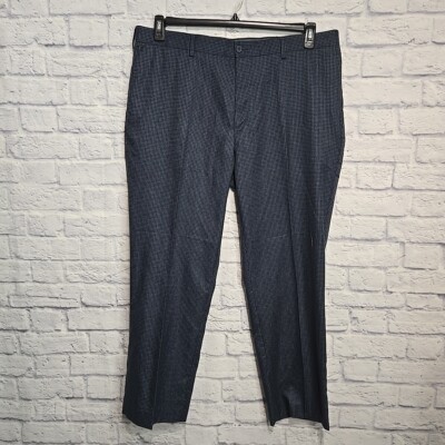 Jack Nicklaus Golf Pants 40x30 Blue Checked StayDri Flat Casual Preppy  Office