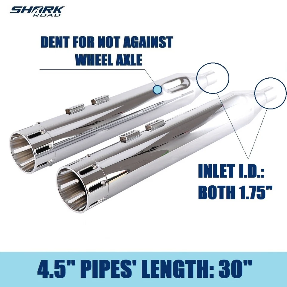 SHARKROAD 4.5 Slip Ons For Harley Davidson 95-16 Touring Street Glide Exhaust - Image 4 of 4