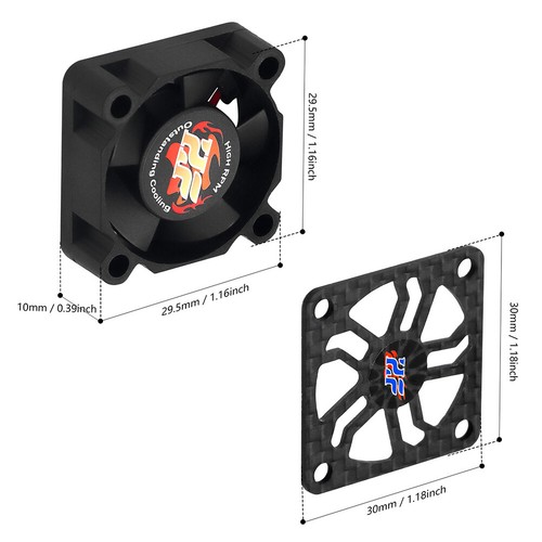 30mm Brushed Motor Cooling Fan 28000RPM for 1/8 1/10 1/12 RC Car 540 550 Motor - Picture 9 of 9