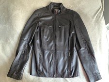 Stefanel Dark Brown 100% Genuine Leather Biker Jacket Size Us 8 Uk 10 See Label