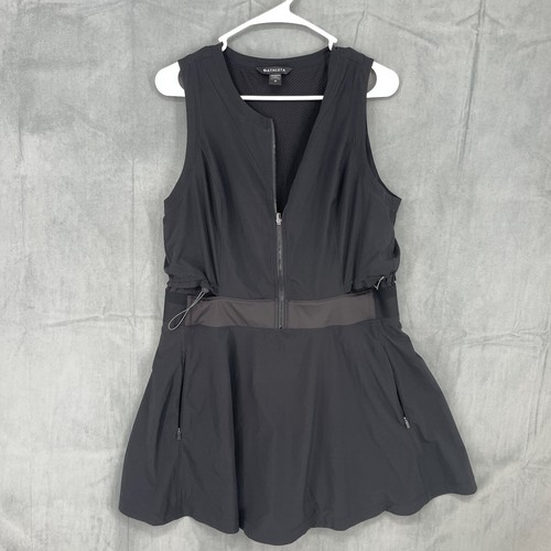 Vestido Athleta Venture Out para mujer 12 negro con cremallera frontal Skort bolsillos con cremallera