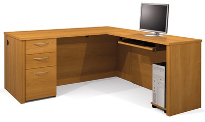 Bestar Embassy Executive L Shape Office Desk In Cappuccino Cherry