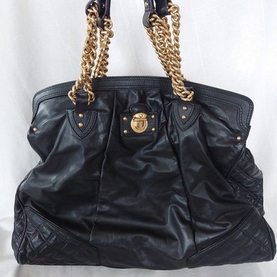 Marc Jacobs Black Gold Chain Classic East-West Mix Quilted Tote Bag Free Ship