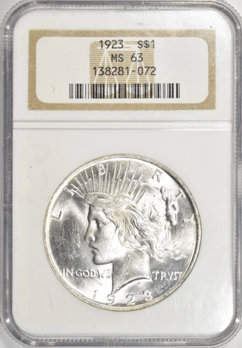 1923 PEACE DOLLAR ~ NGC MS63 ~ BRIGHT WHITE!