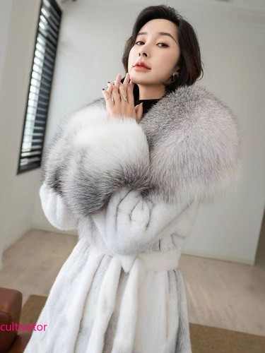 Winter Women's Coat Mink Fur Coat Long Big Fox Fur Collar Thicken Warm Jackets - Afbeelding 17 van 21