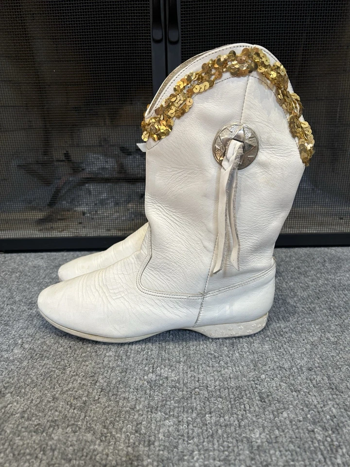 Linda Lewis Designs De Colección 1991 Blanco Western Botas de Baile Cheer Mujer’s 8.5 M (id1) Foto 3 de 4