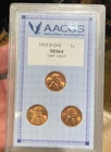 1955 P D S LINCOLN WHEAT CENT PENNY 1C RED GEM BU SET (3 COINS)