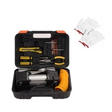 6-Piece Metal DC 12V Air Compressor Kit，Pump Tire Inflator Heavy Duty Double ...