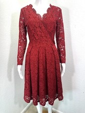 Women’s S MissMay Red Lace Midi Dress Romantic Valentine Fit & Flare V-neck