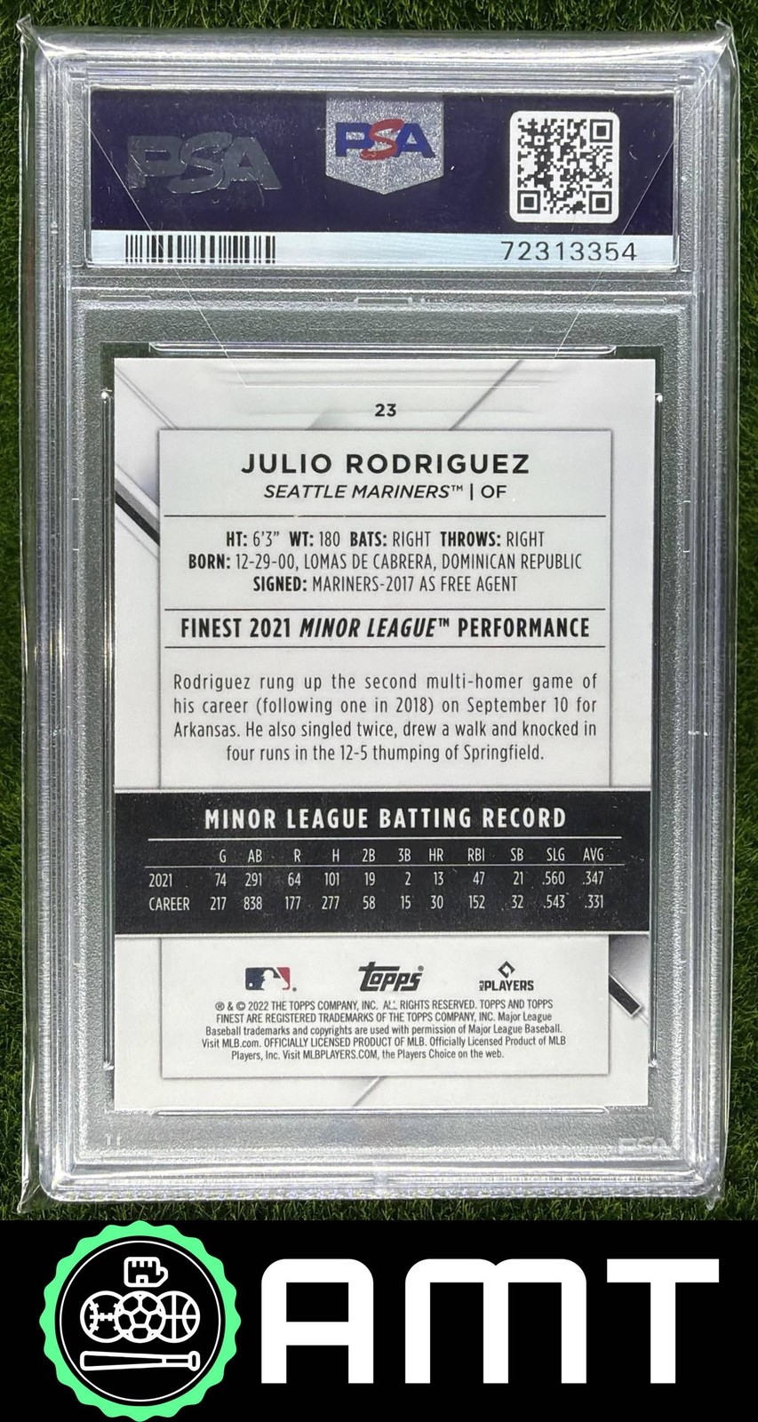Julio Rodriguez PSA 10 2022 Topps Finest Seattle Mariners #23 RC 3354 view 2