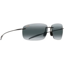 New Maui Jim Breakwall Black Nylon Rectangular Grey Unisex Sunglasses 422-02