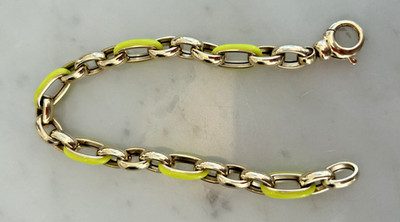NEU 14k GOLD Emaille Art Deco Armband gelbe Emaille 7 cm sehr gewünschter Artikel!