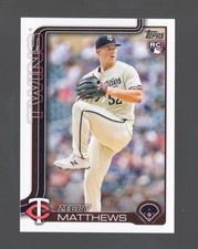 2025 Topps Series One Baseball Zerby Matthews-#283 RC. Minnesota Twins