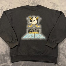 Vintage 1993 Anaheim Mighty Ducks Sweatshirt Boys XL NHL Black Fits Men Medium