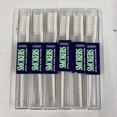 LOT x6 WISDOM Smokers Extra Hard Texture Toothbrush Coarse Filament Toothbrushes