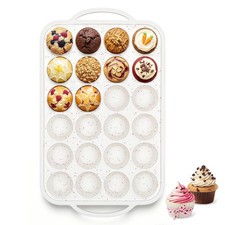 Mini Muffin Pan with Metal Reinforced Frame-1Pack, Silicone Cupcake Pan for B...