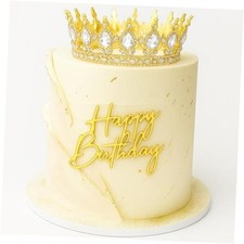 8 Pcs Queen Crown Birthday Cake Topper for Women Rhinestone Crystal Tiara Gold