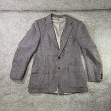 Vintage Farah Designer Series Tweed Wool Blazer Tan Sport Coat Mens Elbow Patch