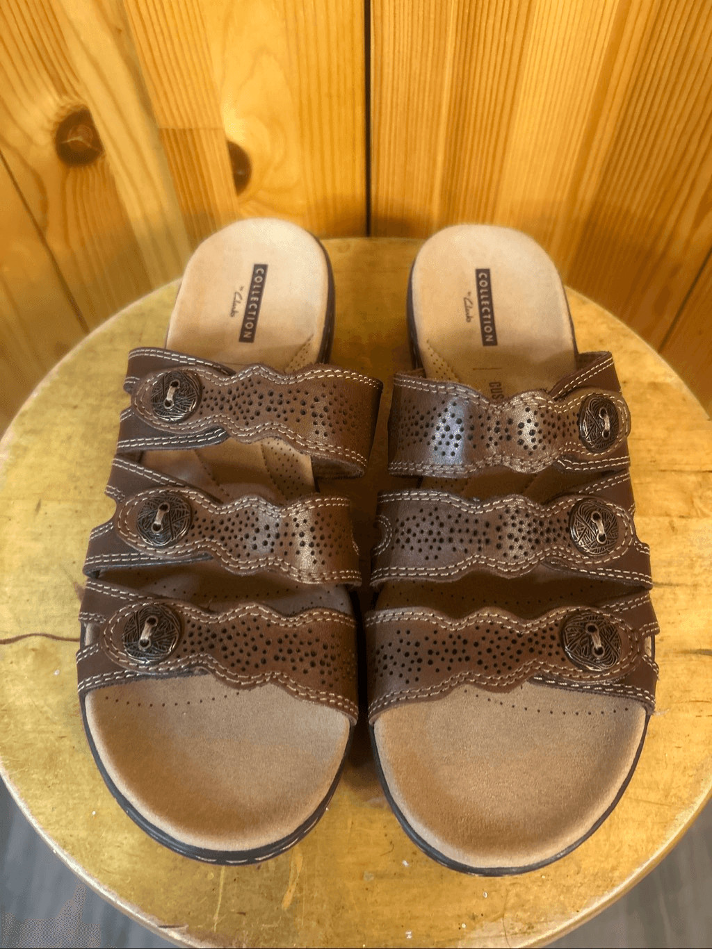 Clarks Collection Leather Slide Sandals Women’s S… - image 2