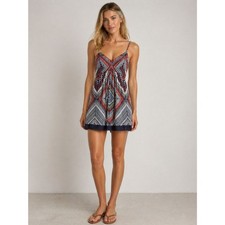 American Eagle Baby Doll Mini Dress Bohemian Abstract Women's Size 4
