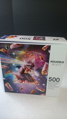 Aquarius Random Galaxy Cat Pizza Burrito Puzzle 500 Piece Jigsaw Space NEW SEAL