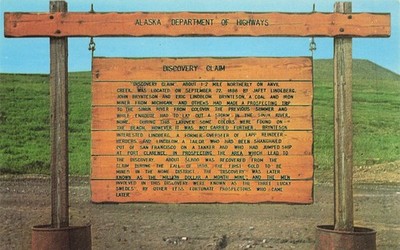 Historic Sign Gold Rush Discovery Claim Anvil Creek Nome Alaska Vtg Postcard J31