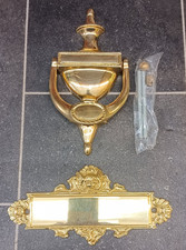 Türklopfer Messing glänzend, schwer und massiv ca. 19 cm x 10cm! +schönes Schild