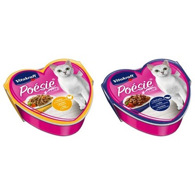 Vitakraft Katzenfutter Poesie - 15x Huhn und Gartengemüse + 15x Seelaachs mit Pa