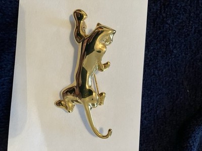 Gold Leopard With Diamond Eye Brooch