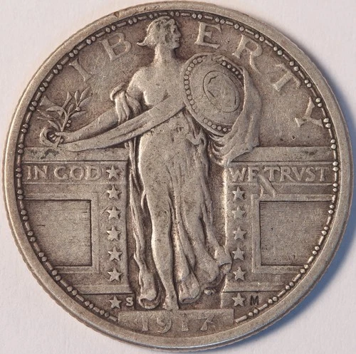 1917 S Type 1 Standing Liberty Quarter, Choice Very Fine, Tough Early Date!