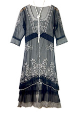 Nataya Black Dress S Gatsby downton abbey Tea Party Bohemian Lace Formal NWT Lac