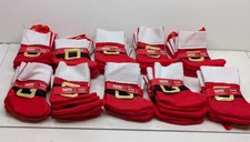 Lot of 10 Happy Holidays Christmas Santa Stocking Mini Decor 6/Lot (60 Count)