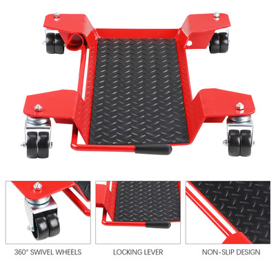 Motorcycle Centre Stand Moving Dolly Trolley Platform 360 Degree Caster 500LBS