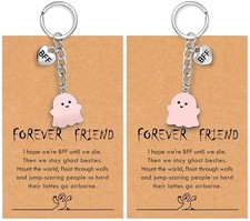 Best Friend Birthday Gifts for Women Funny Cute Ghost Keychain Pink&pink Ghost