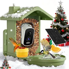 Solar Powered Bird Feeder with Camera, 2.5K HD, Weatherproof Design	