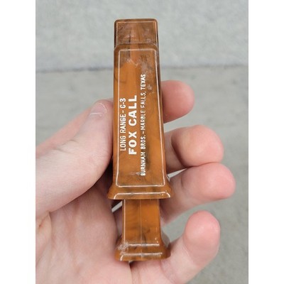Vintage Burnham Bros Long Range C-3 Fox Call Marble Falls Texas Butterscotch