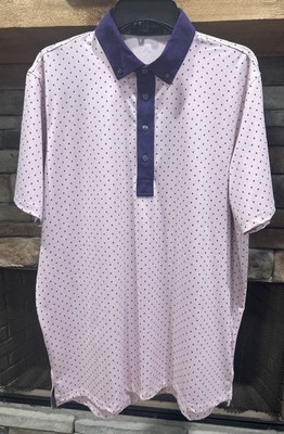 Men s GREYSON Pink/Purple AOP Graphic Short Sleeve Polo Shirt Size L *A2